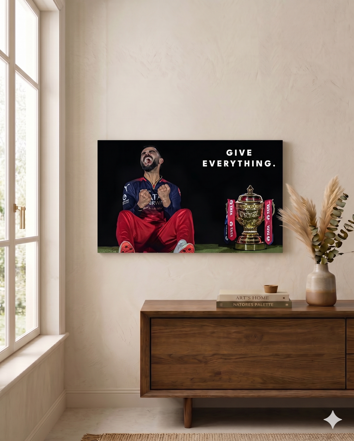 Virat Kohli Canvas Wall Art - Give Everything