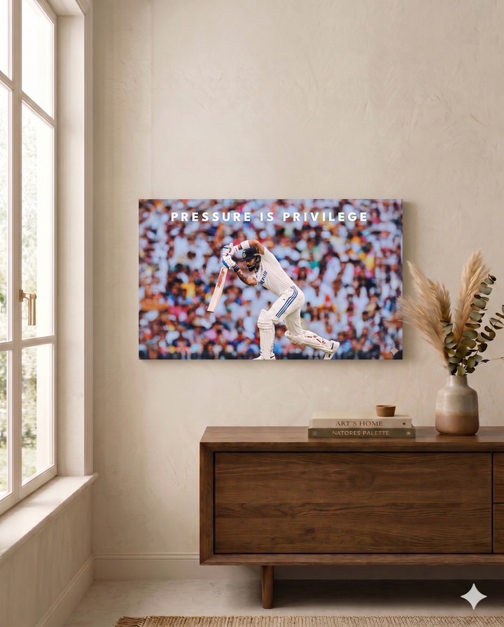 Virat Kohli Test Canvas Wall Art - Pressure is Privilege