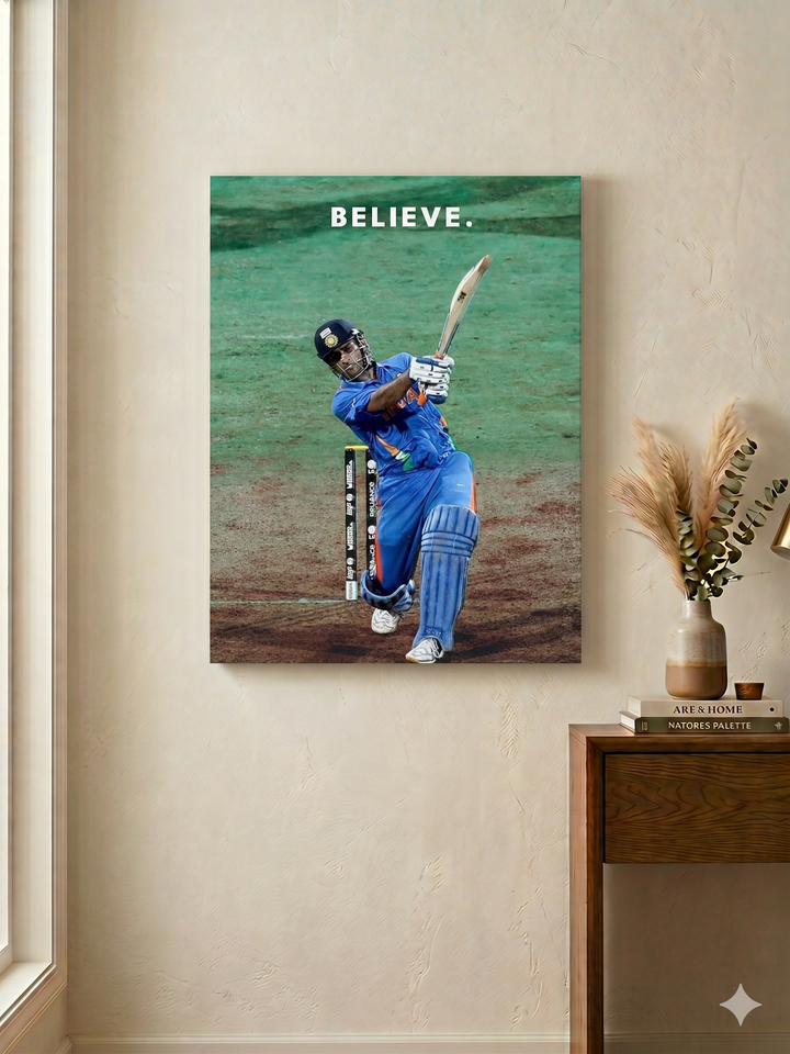 MS Dhoni Canvas Wall Art - Believe